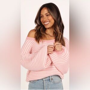 Petal & Pup Becca Crewneck Waffle Stitch Stripe Knit Sweater